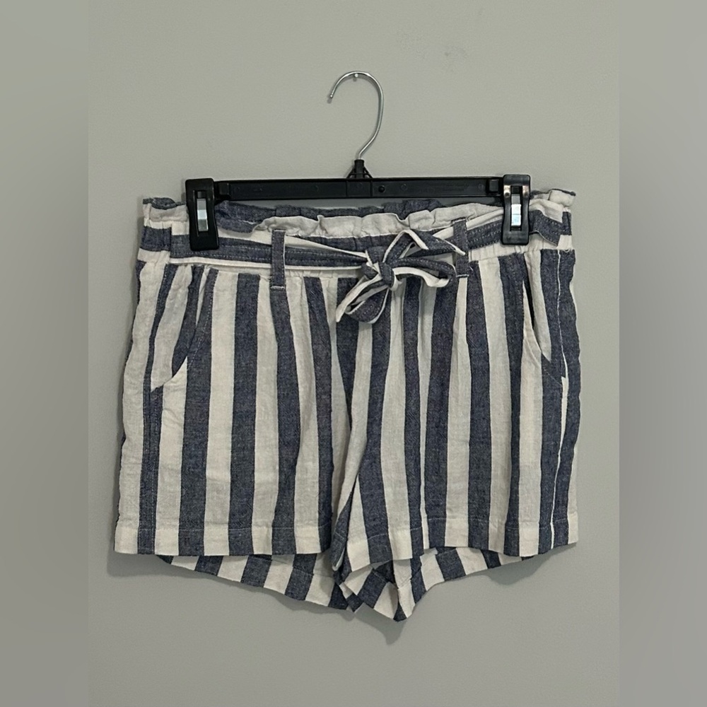 Striped Navy and White Women’s Tie-Waist Shorts